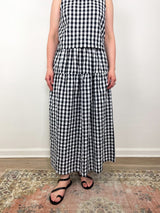 Single Tier Maxi Skirt in Black/White Check - The Shoe Hive