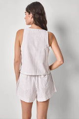 Sleeveless Zip Top in Bark Stripe - The Shoe Hive
