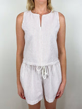 Sleeveless Zip Top in Bark Stripe - The Shoe Hive