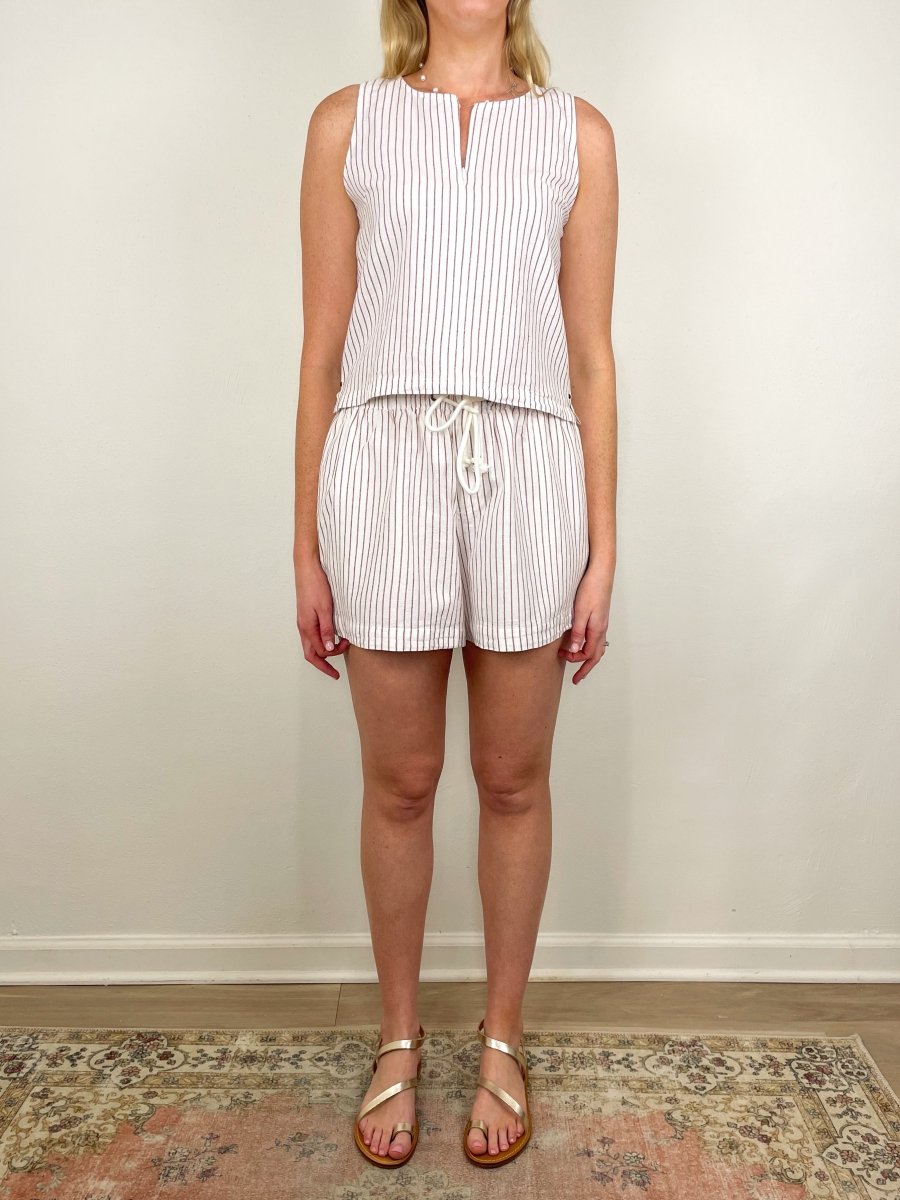 Sleeveless Zip Top in Bark Stripe exclusive at The Shoe Hive