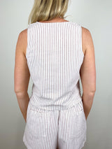 Sleeveless Zip Top in Bark Stripe - The Shoe Hive