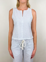 Sleeveless Zip Top in Capri Stripe - The Shoe Hive