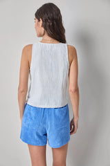 Sleeveless Zip Top in Capri Stripe - The Shoe Hive