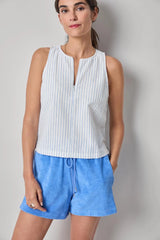 Sleeveless Zip Top in Capri Stripe - The Shoe Hive