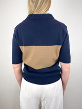Slightly Oversized Polo in Blueberry/Ermine - The Shoe Hive
