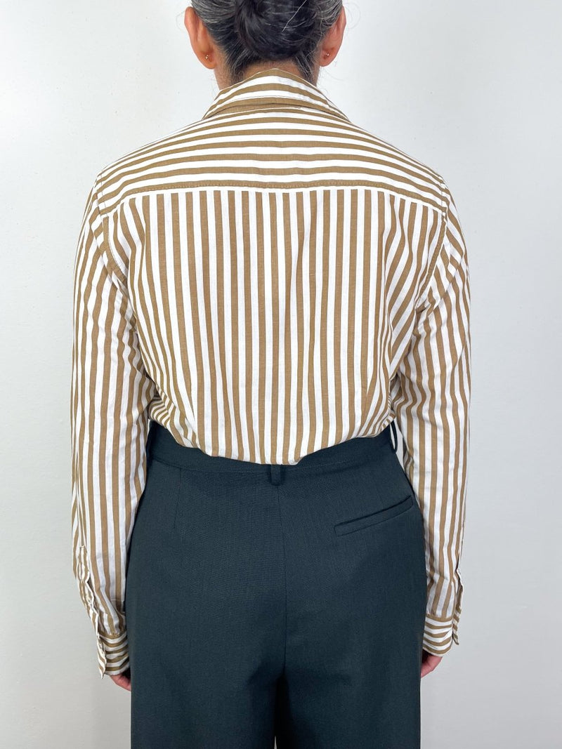 Slim Fit Button Down in Dijon/Talc Stripe - The Shoe Hive