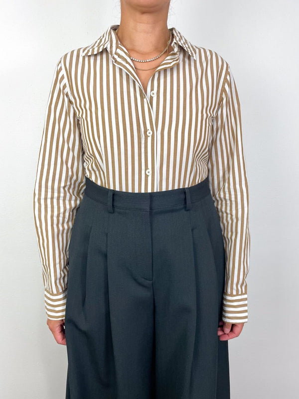 Slim Fit Button Down in Dijon/Talc Stripe - The Shoe Hive