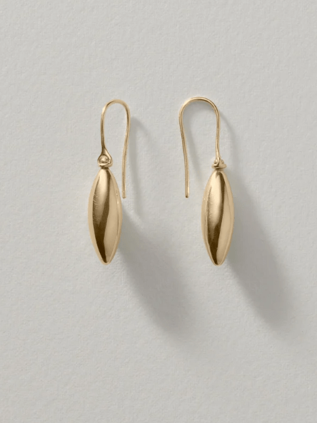 Small Elongated Ellipse Earrings in Gold - The Shoe Hive