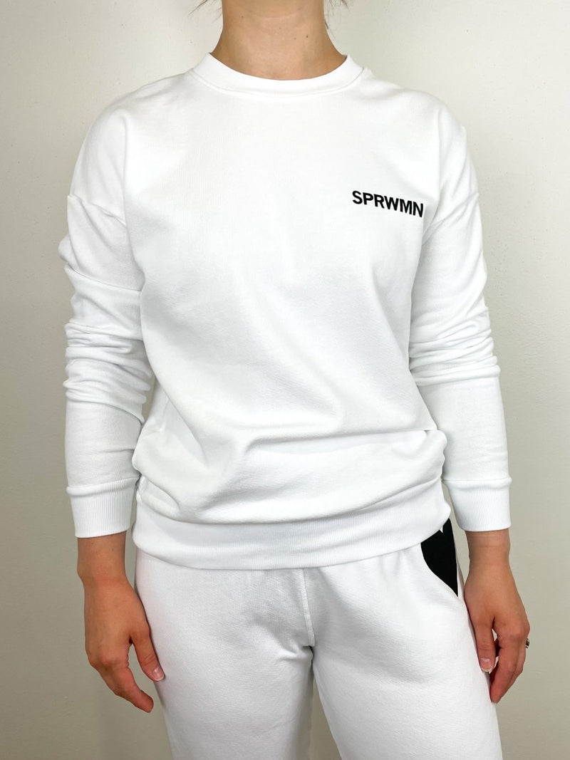 Small Logo Sweatshirt in Optic White - The Shoe Hive