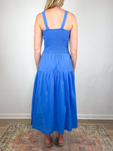 Smocked Bodice Maxi Dress in Ultramarine - The Shoe Hive