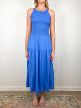 Smocked Bodice Maxi Dress in Ultramarine - The Shoe Hive