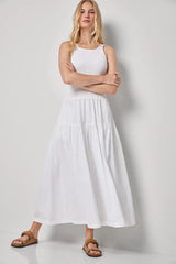 Smocked Bodice Maxi Dress in White - The Shoe Hive