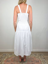 Smocked Bodice Maxi Dress in White - The Shoe Hive