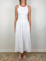 Smocked Bodice Maxi Dress in White - The Shoe Hive