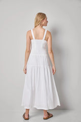 Smocked Bodice Maxi Dress in White - The Shoe Hive