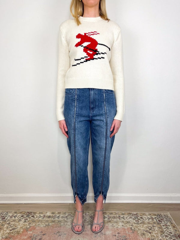 Soft Wool Ski Shrunken Sweater in Ivory - The Shoe Hive