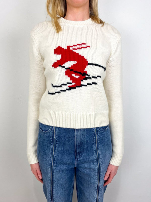 Soft Wool Ski Shrunken Sweater in Ivory - The Shoe Hive