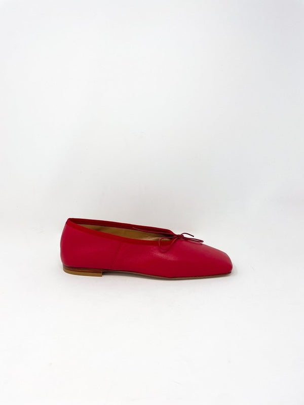 Square Toe Ballerina in Poppy - The Shoe Hive