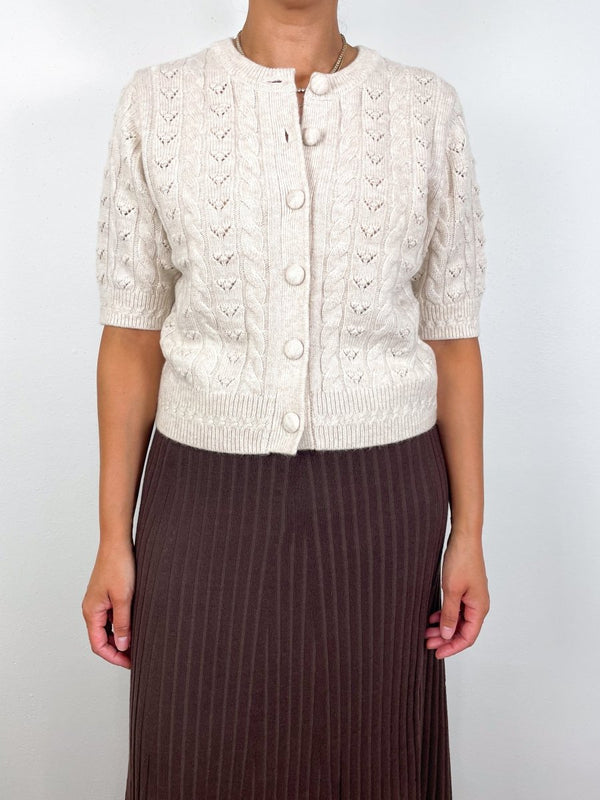 S/S Cardigan Sweater in Oat - The Shoe Hive