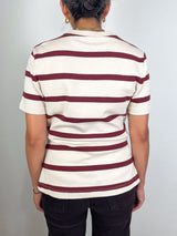 SS Carlita Top in Cream/Raisin Wide Stripe - The Shoe Hive