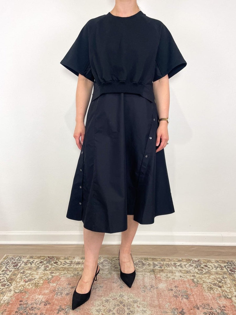 SS French Terry Combo Dress in Black - The Shoe Hive