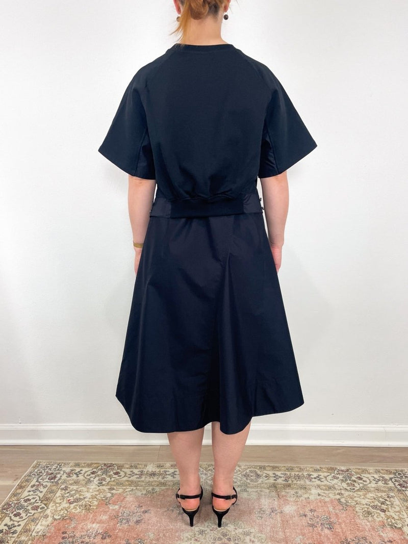 SS French Terry Combo Dress in Black - The Shoe Hive