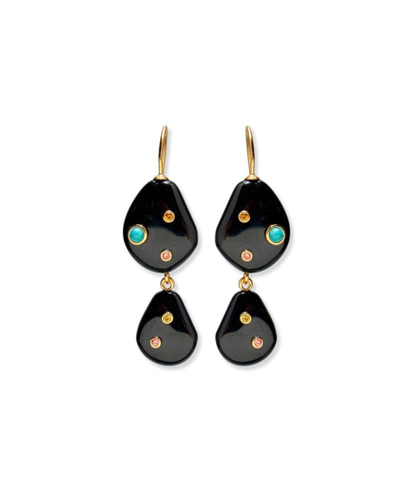 Stacked Stone Earrings in Black Agate - The Shoe Hive