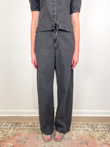 Straight Leg Drawcord Pant in Grey Denim - The Shoe Hive