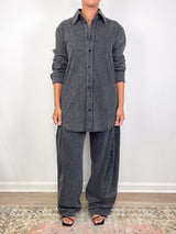 Stretch Denim Easy Shirt in Black - The Shoe Hive