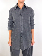 Stretch Denim Easy Shirt in Black - The Shoe Hive