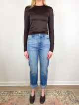 Stretch Lightweight Tech Knit Crewneck Pullover in Hickory Brown - The Shoe Hive