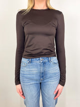 Stretch Lightweight Tech Knit Crewneck Pullover in Hickory Brown - The Shoe Hive