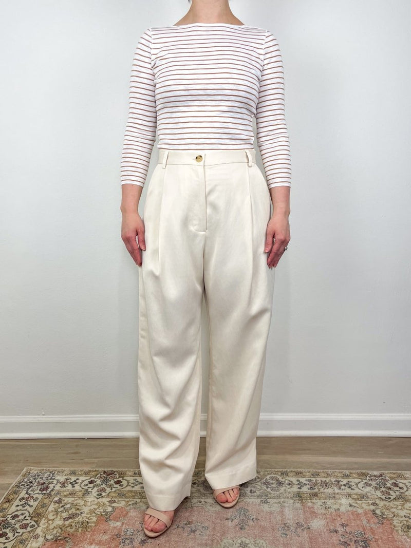 Striped 3/4 Sleeve Boatneck in Teak Stripe - The Shoe Hive