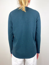 Striped Perfect T Crewneck Unisex L/S in Navy/Green - The Shoe Hive