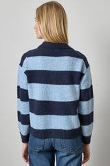 Striped Polo Sweater in Clearwater Stripe - The Shoe Hive