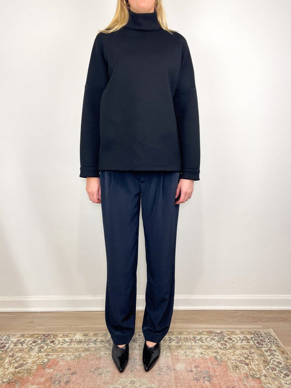 Structured Viscose Neck Dolman Sleeve Top in Black - The Shoe Hive