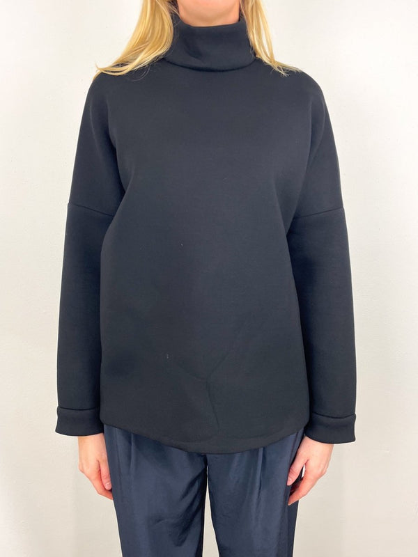 Structured Viscose Neck Dolman Sleeve Top in Black - The Shoe Hive