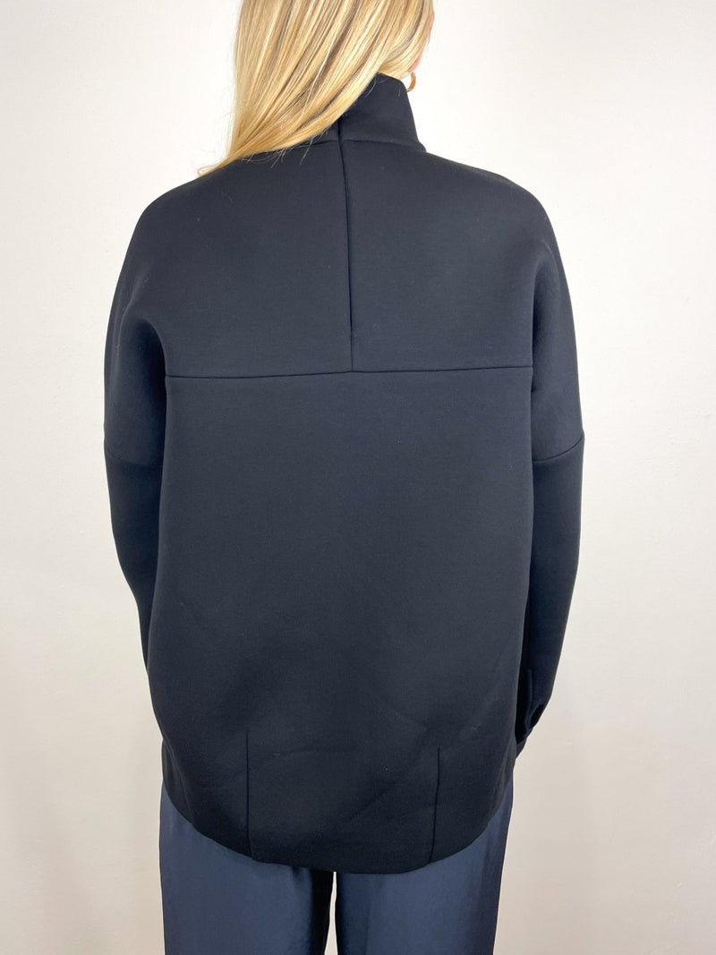 Structured Viscose Neck Dolman Sleeve Top in Black - The Shoe Hive