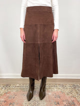 Suede Hudson Skirt in Chocolate - The Shoe Hive