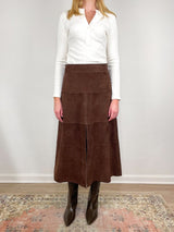 Suede Hudson Skirt in Chocolate - The Shoe Hive