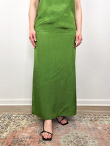 Summer Acetate Crinkle Maxi Slip Skirt in Chartreuse - The Shoe Hive