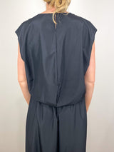 Summer Nylon Sleeveless Cocoon Top in Black - The Shoe Hive