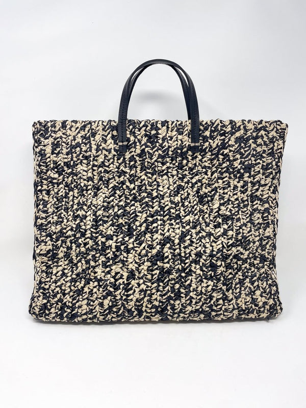 Summer Simple Tote in Black/Cream Raffia - The Shoe Hive
