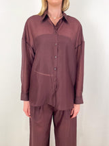 Summer Voile Oversized Shirt in Brown - The Shoe Hive