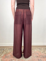 Summer Voile Stella Pant w/ Slit Detail in Brown - The Shoe Hive