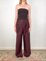 Summer Voile Stella Pant w/ Slit Detail in Brown - The Shoe Hive