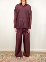 Summer Voile Stella Pant w/ Slit Detail in Brown - The Shoe Hive
