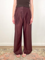 Summer Voile Stella Pant w/ Slit Detail in Brown - The Shoe Hive