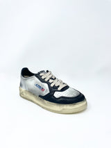 Super Vintage Low Sneakers in White, Black and Silver Leather - The Shoe Hive