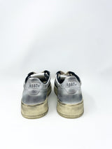 Super Vintage Low Sneakers in White, Black and Silver Leather - The Shoe Hive